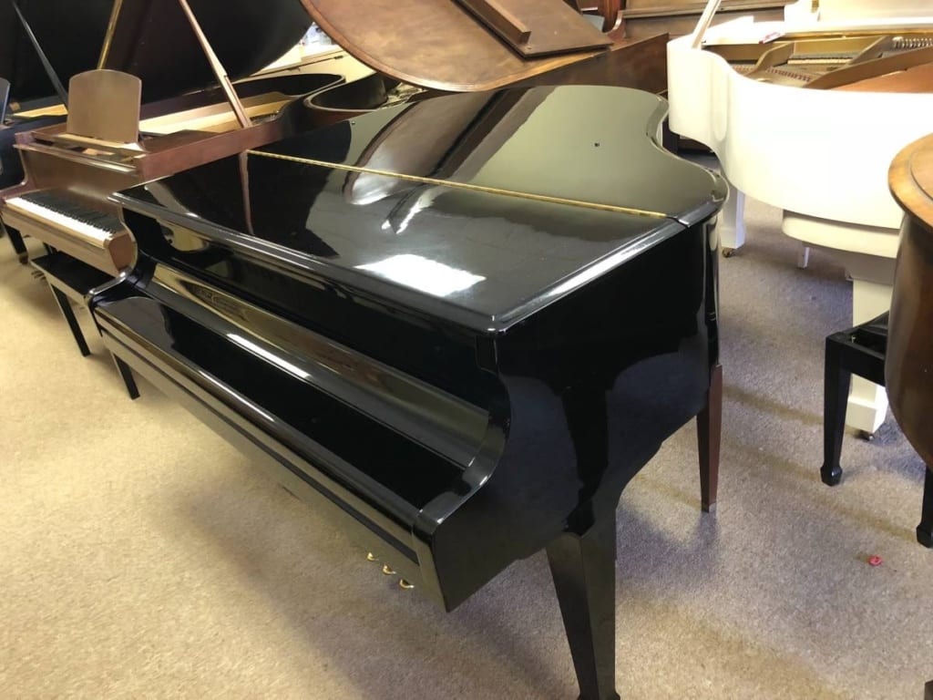 matte black baby grand piano